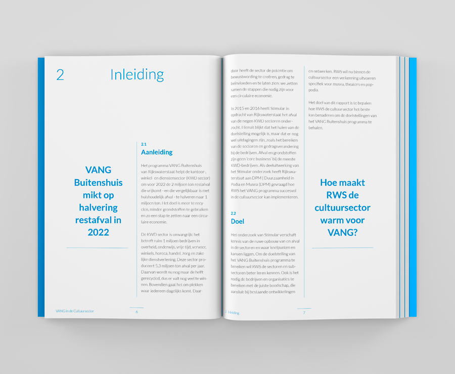Spread uit een digitale publicatie voor Rijkswaterstaat, vormgegeven als toegankelijk document